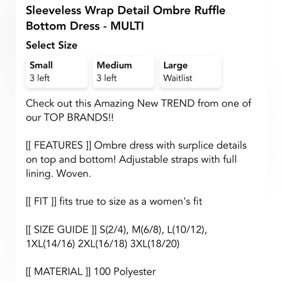 Emily wonder ombré dress size small - Picture 4 of 5